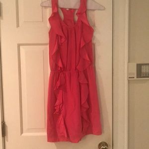 Pink dress with a fun ruffle